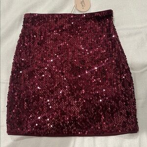 REVOLVE Sequin Mini Skirt in Burgundy